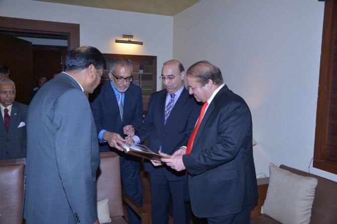 Abdul Basit with former Pakistani Prime Minister Nawaz Sharif. Photograph: Kind courtesy Abdul Basit/Twitter