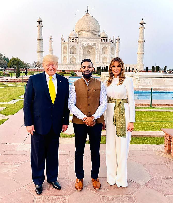 NItin Singh, tourist guide at Taj Mahal, showed the Trumps around the monument
