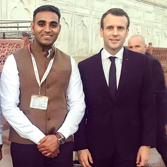 Nitin Singh with French President Emmanuel Macron