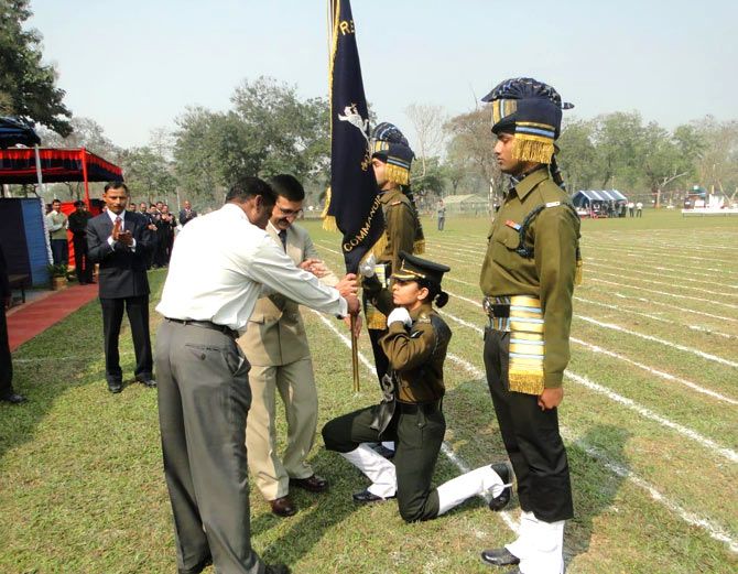 Major Sheena Nayyar at an Indian Army ceremony in the north east
