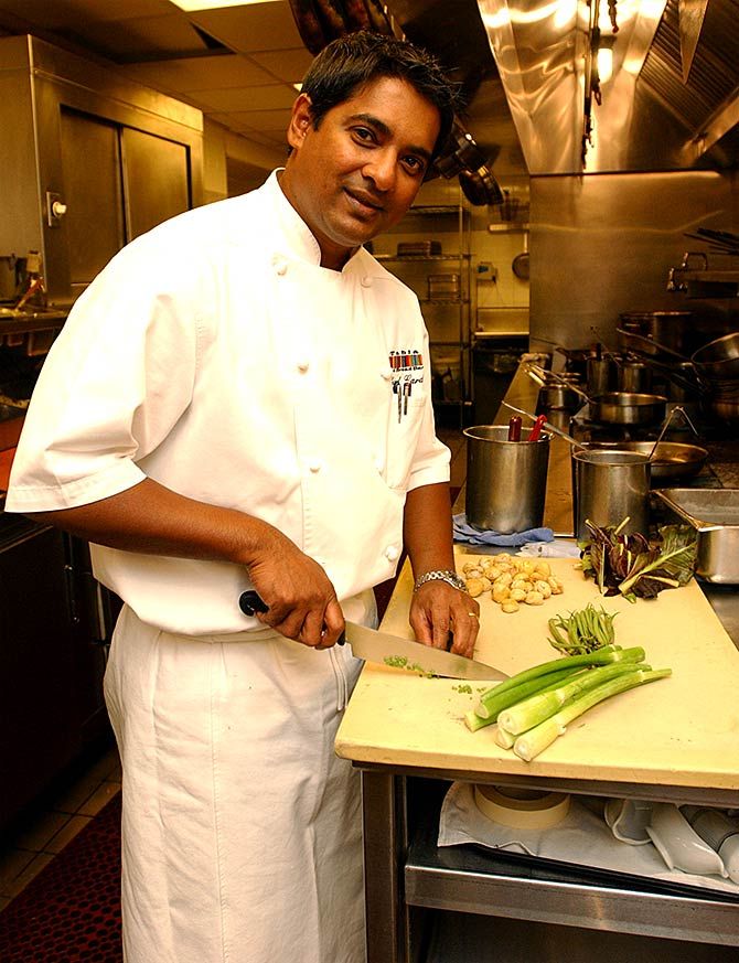 Master Chef Floyd Cardoz at his restaurant Tabla in the early 2000s. Photograph: Paresh Gandhi
