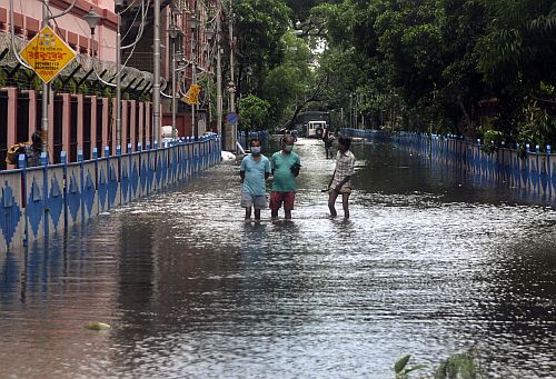 A waterlogged street in Kolkata