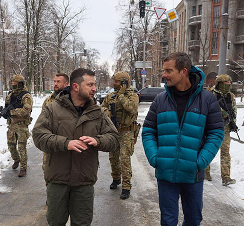 Ukraine President Volodymyr Zelenskyy with Bear Grylls