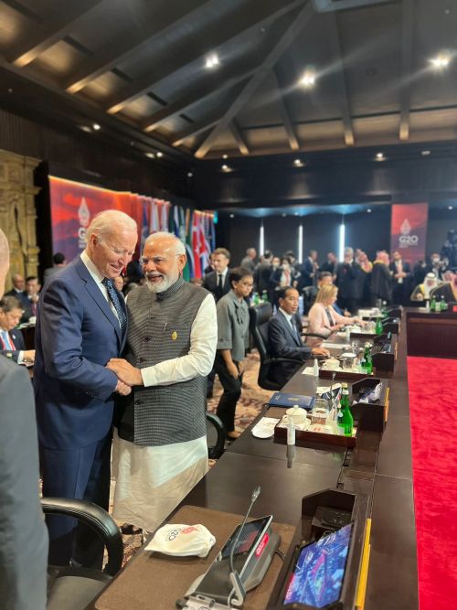 US President Joe Biden shares a moment with PM Modi