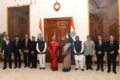 The FM and her team at Rashtrapati Bhavan today