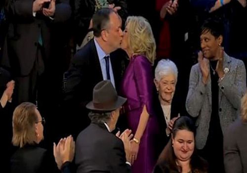 Jill Biden kisses Doug Emhoff