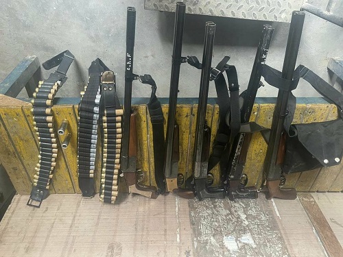 The weapons seized by the Punjab police during chase to nab  Amritpal Singh/ANI