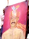 Supporters carry a pic of Arun Gawli in royal gear