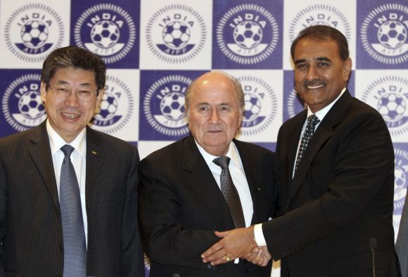 Praful Patel and Sepp Blatter