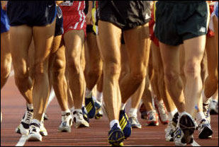 Competitors in the men's 50k walk.