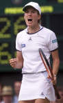Justine Henin, after winning the second set