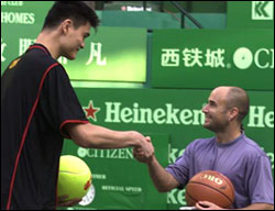 Andre Agassi and Yao Ming