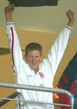 Royal pleasure: Prince Harry celebrates the England win