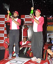 Karandip Singh (left) and co-driver Jaidas Menon of Team MRF 