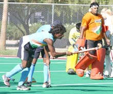 Pillay and goalkeeper Devesh Chauhan in training in Arizona