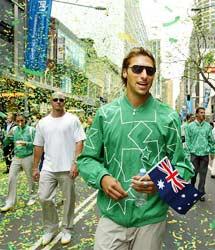 Swimmer Ian Thorpe at the ticker parade