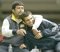 Harsh Mankad and Leander Paes (left)