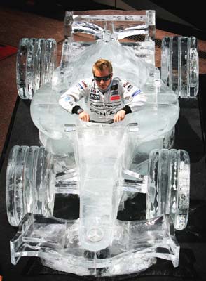 Kimi Raikkonen in an ice car