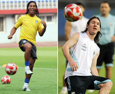 Ronaldinho and Lionel Messi