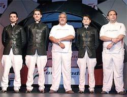 Vijay Mallya with the Force India team