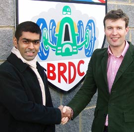 Karun Chandhok with Stuart Pringle, the club secretary of the BRDC