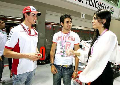 Adrian Sutil, Imran Khan and Sonam Kapoor