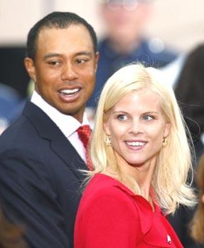 Tiger Woods with wife Elin Nordegren