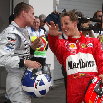 David Coulthard with Michael Schumacher