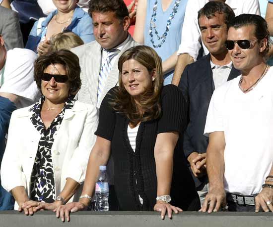 Federer's wife Miroslava Vavrinec watches from Centre Court
