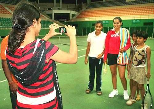 Sania's fans click a picture along with her