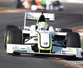 Brawn GP driver Jenson Button in action