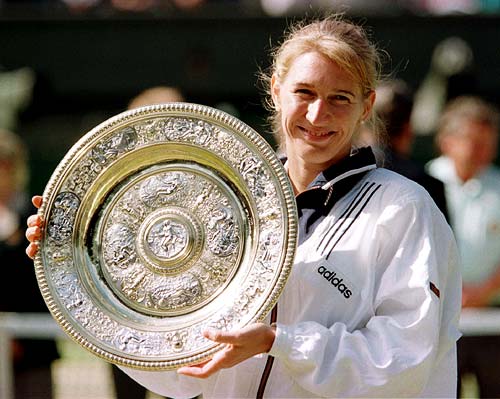 Steffi Graf after winning the 1996 Wimbledon singles title