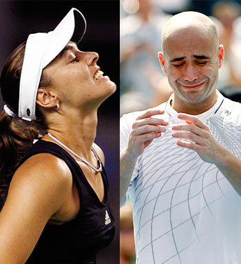 Martina Hingis (left) and Andre Agassi