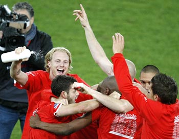 Switzerland players celebrate