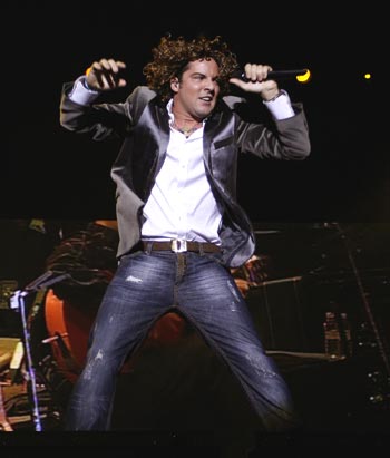 Spanish singer David Bisbal performs during a concert in Madrid on Sunday, to support the city's candidature for the 2016 Olympics