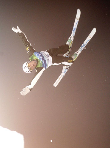 Australia's Lydia Lassila competes in her second jump during the women's aerials freestyle skiing final on Cypress Mountain