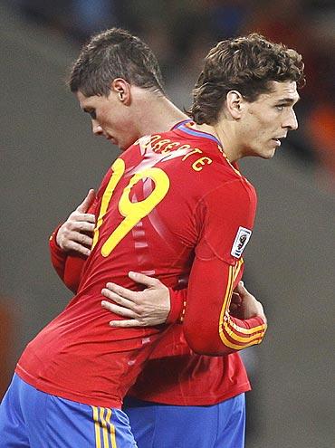 Fernando  LLorente comes in for Fernando Torres during the game against Portugal