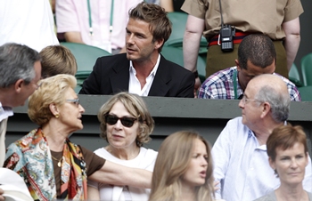Beckham at the Royal box at Wimbledon