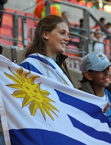 An Argentinian fan at the match between Argentina and Mexico