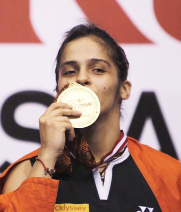 Saina Nehwal with her Indonesian Open gold medal