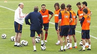 The Spanish team at a practice session