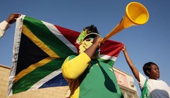 A fan with a vuvuzela