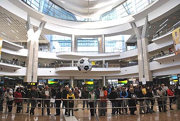 A giant football at Johannesburg airport