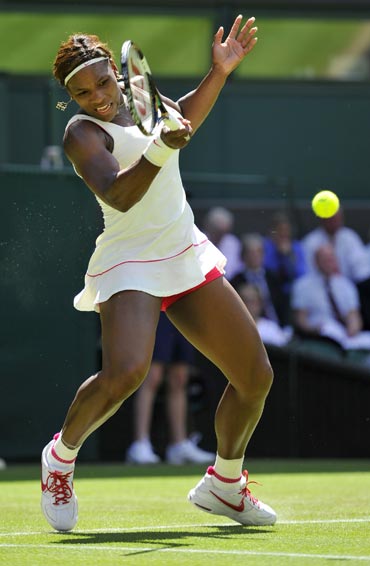 Serena Williams in action against Michelle Larcher de Brito