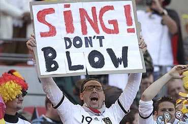 Fans display a subtle message against Vuvuzelas