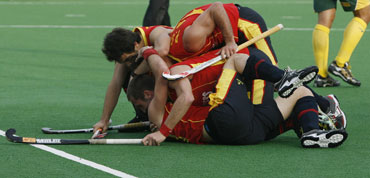 Spanish players celebrates after winning the match