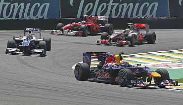 Mark Webber drives ahead during the Brazilian Grand Prix