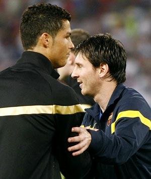 Cristiano Ronaldo (left) with Lionel Messi