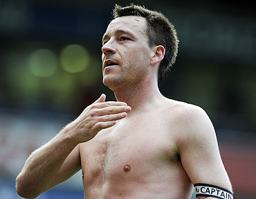 Chelsea's John Terry reacts after defeating West Bromwich Albion