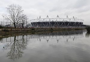 Olympic Stadium being constructed in London